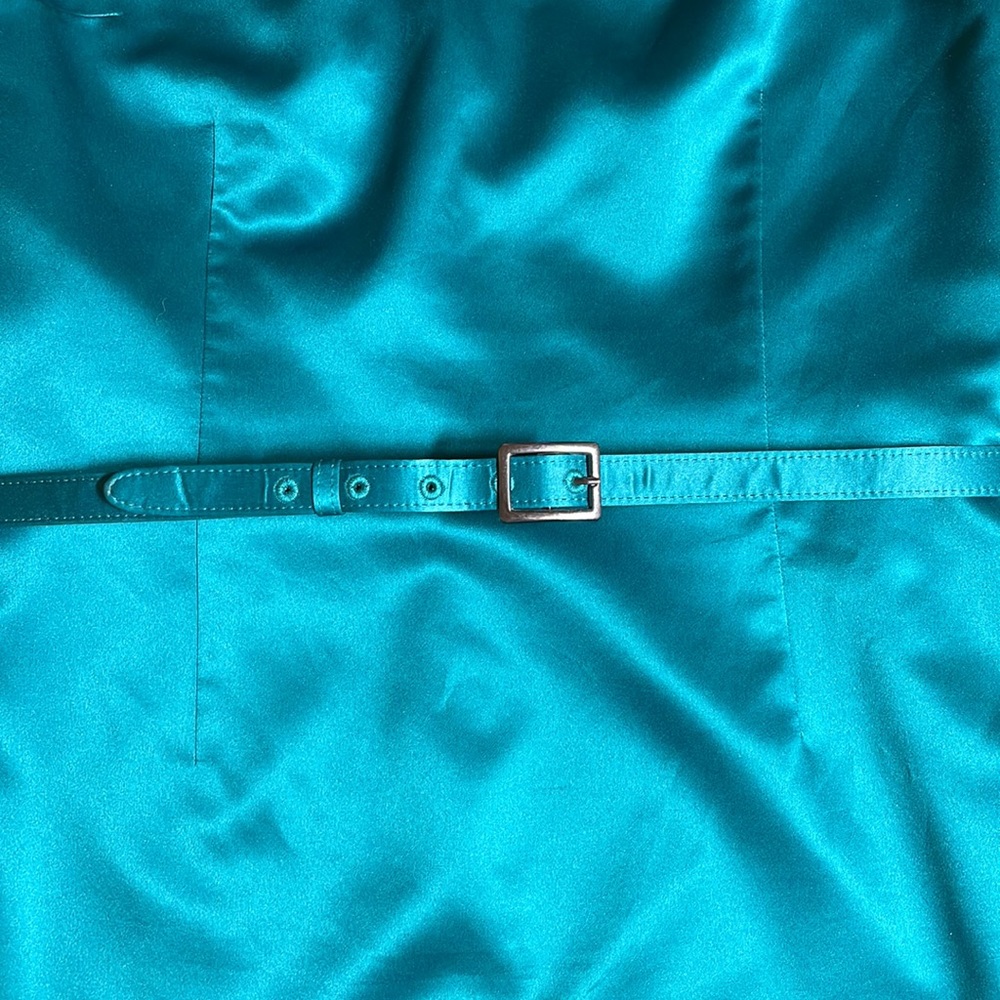 Ann Taylor Teal Sleeveless Belted Sheath Dress - Picture 3 of 13
